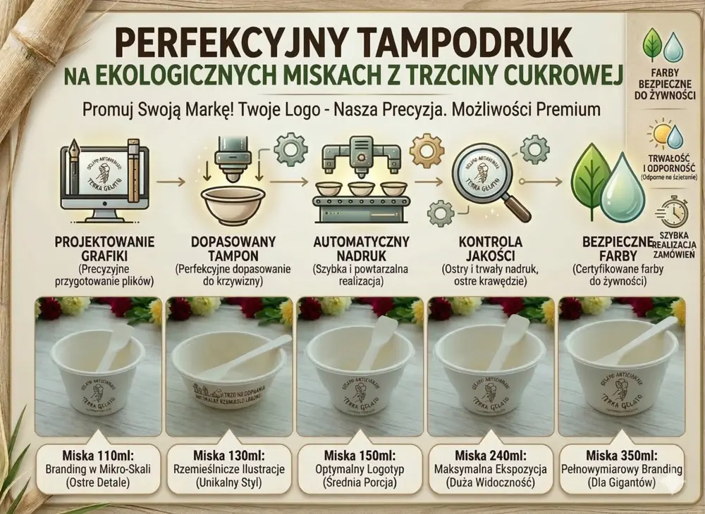 Miski ekologiczne na lody z nadrukami